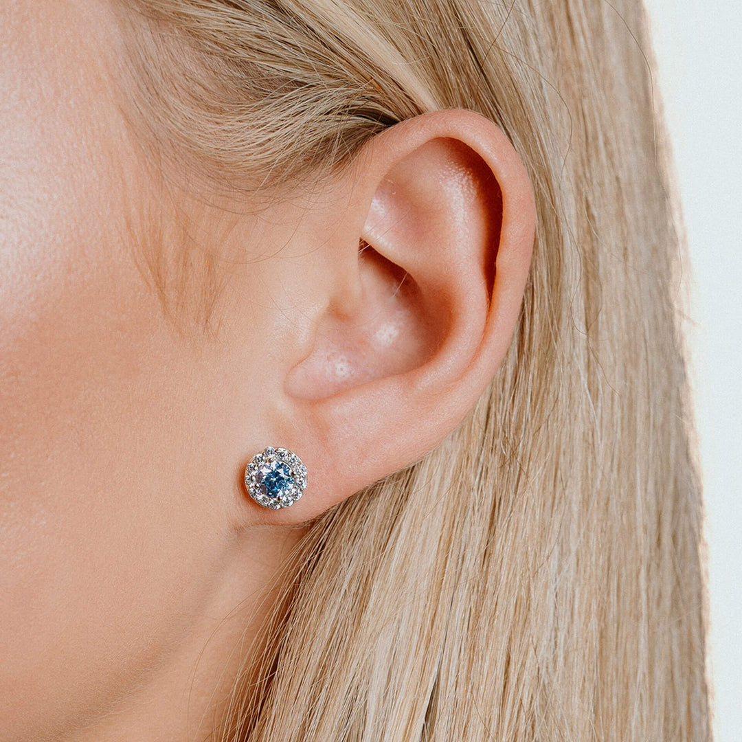 Diamonfire Blue Pave Set Stud Earrings