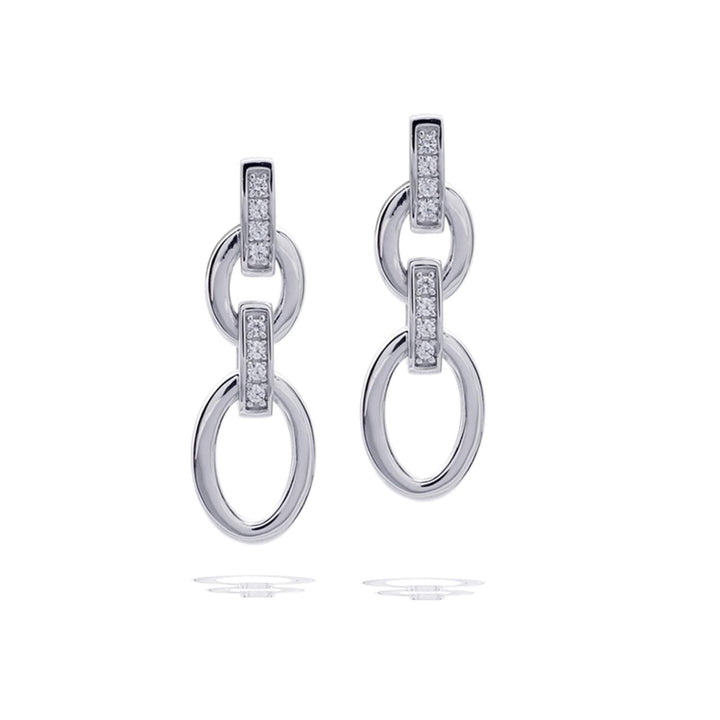 Diamonfire Open Oval Chain Link Drop Earrings