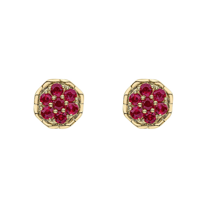 Elements Gold Seven Stone Ruby Cluster Earrings