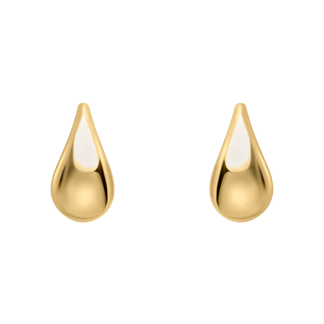 Elements Gold Plain Teardrop Stud Earrings