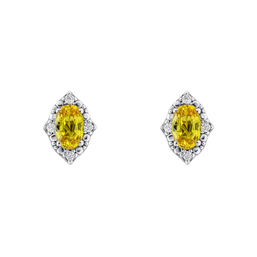 Elements Gold Oval Sapphire and Diamond Stud Earrings