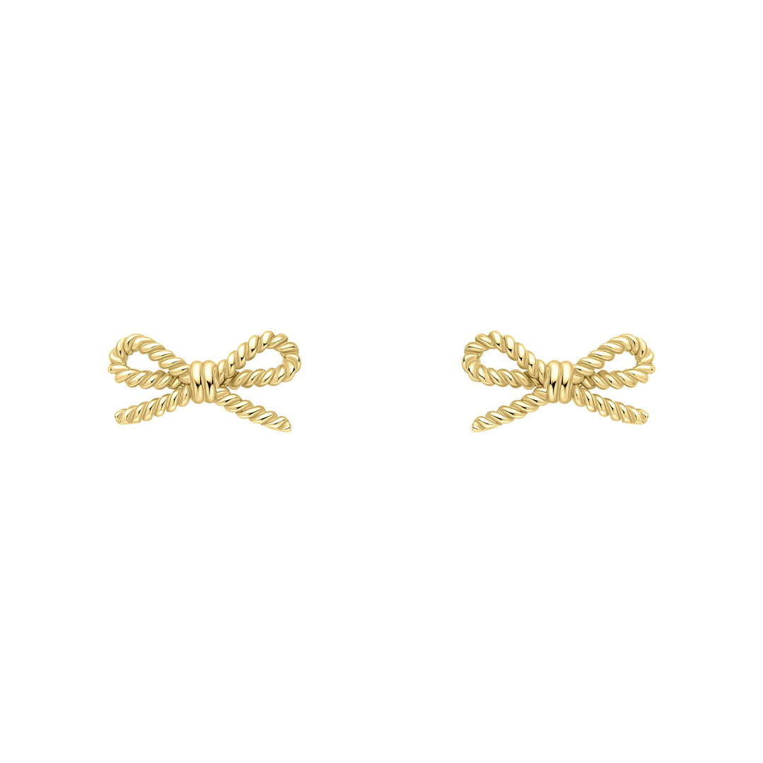 Elements Gold Rope Bow Stud Earrings