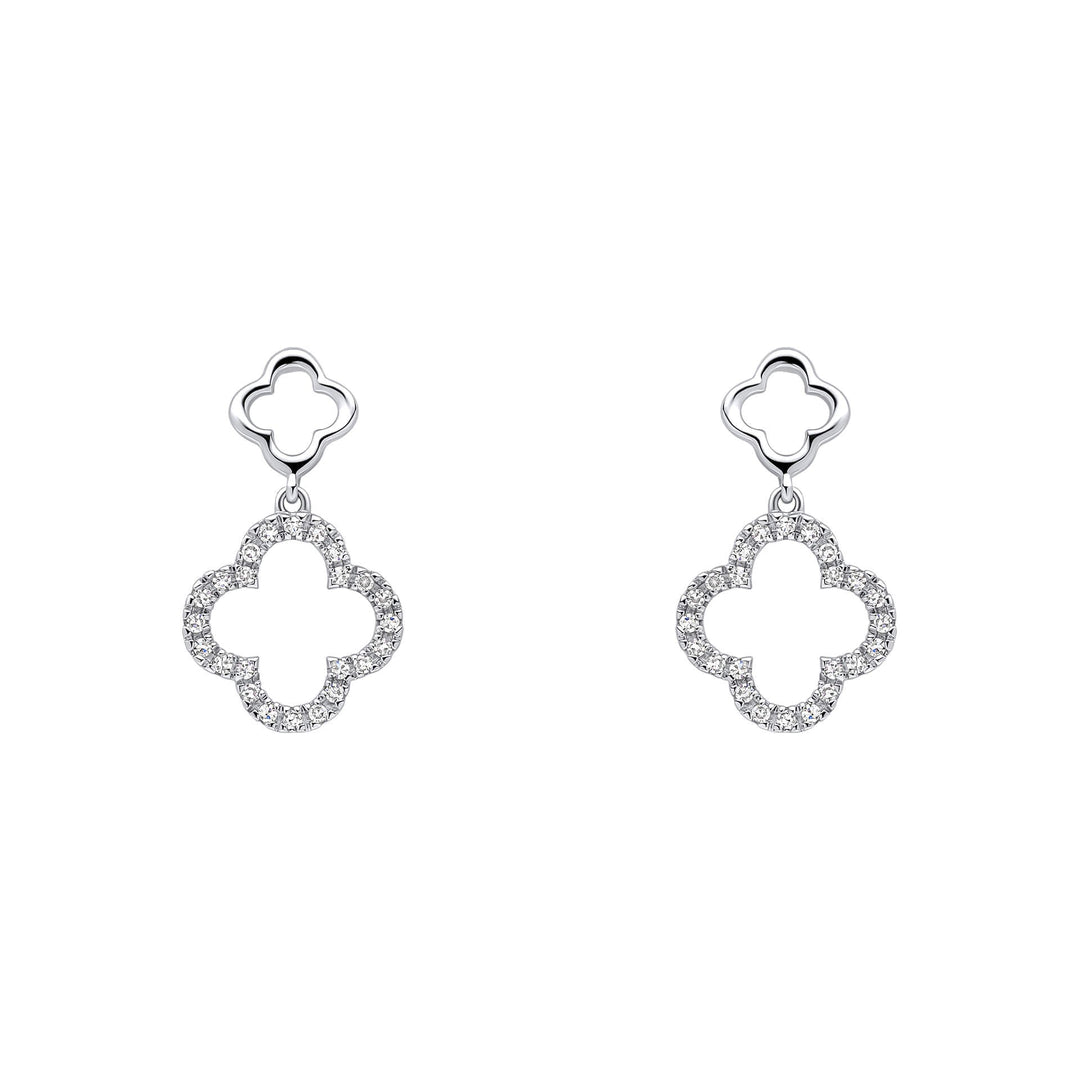 Elements Gold Diamond Quatrefoil Drop Earrings