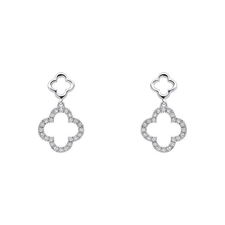 Elements Gold Diamond Quatrefoil Drop Earrings
