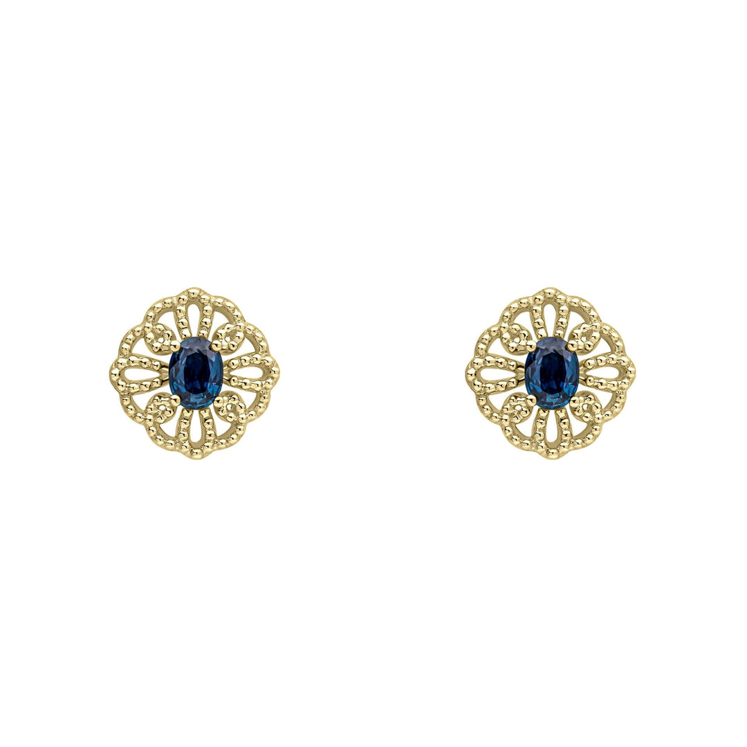 Elements Gold Ornate Sapphire Stud Earrings