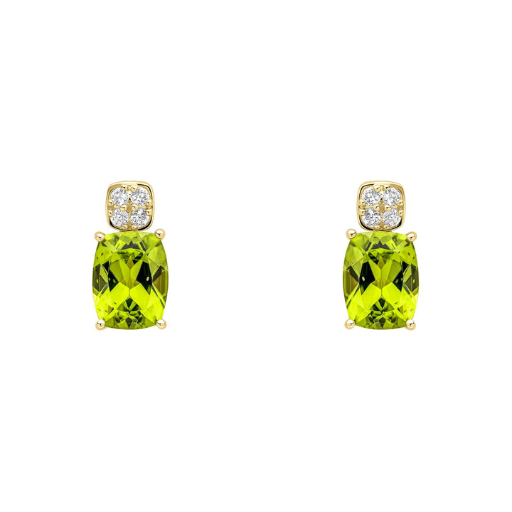 Elements Gold Cushion Cut and Cluster Peridot Earrings