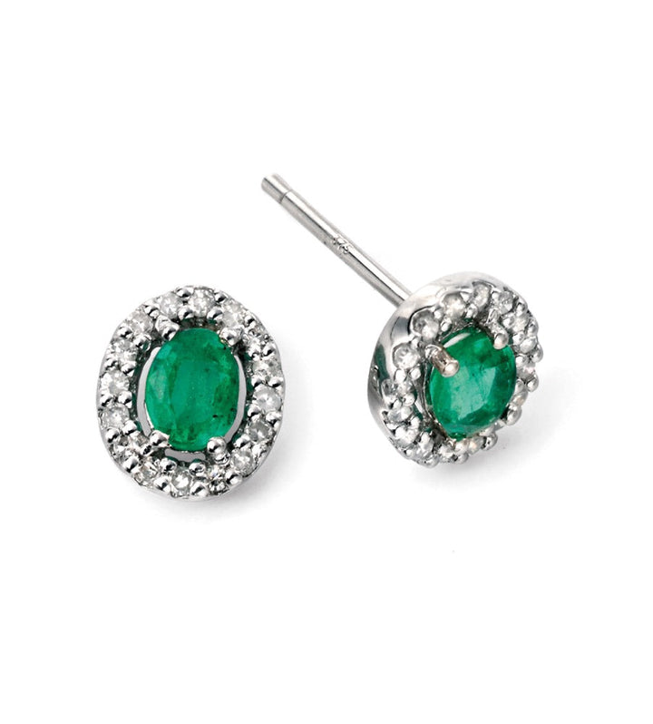 Elements Gold Precious Stone Earrings with Diamond Cluster Surround