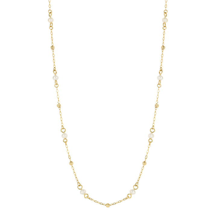 Elements Gold Trace Chain Station Necklace with Freshwater Pearls