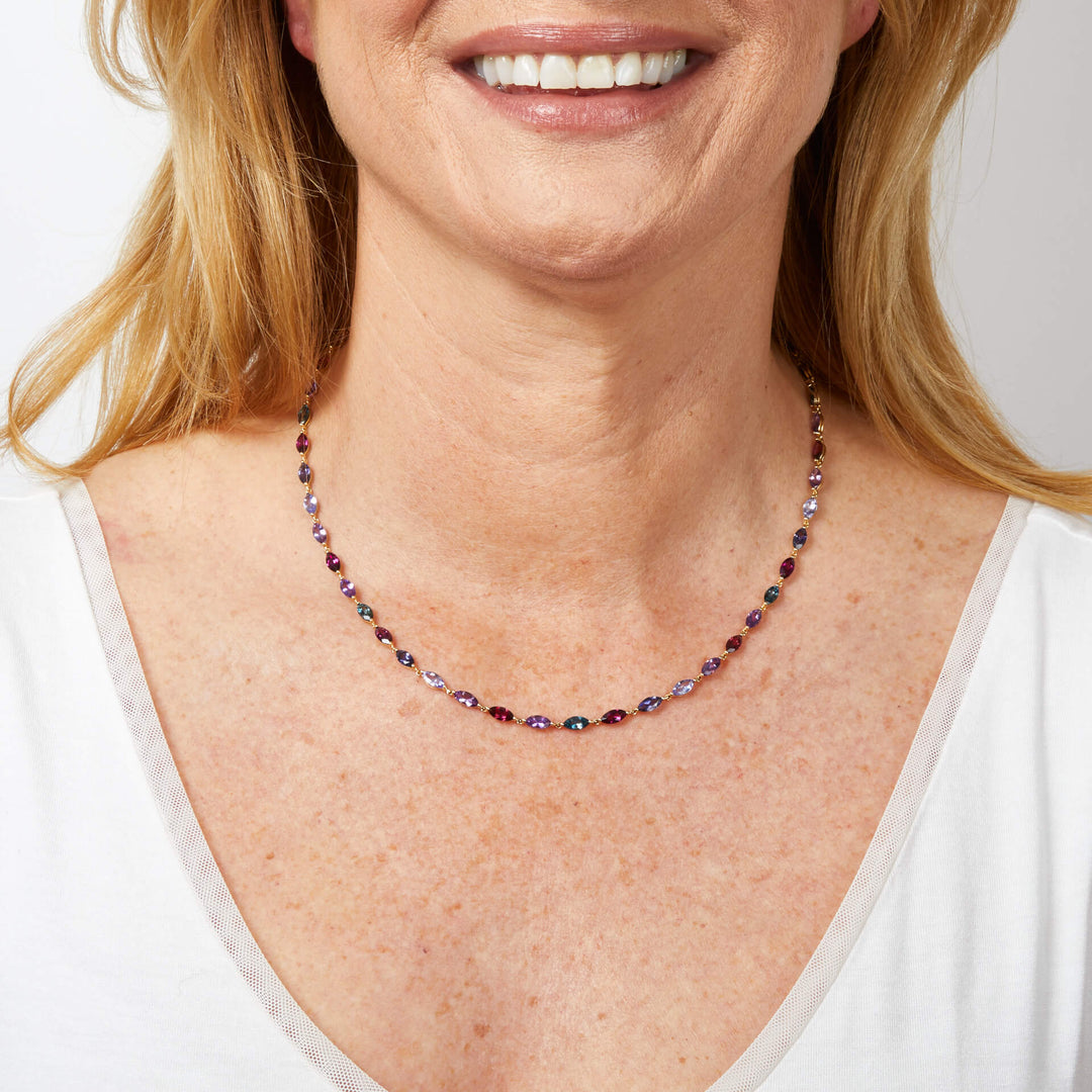 Elements Gold Multi-Stone Navette Necklace