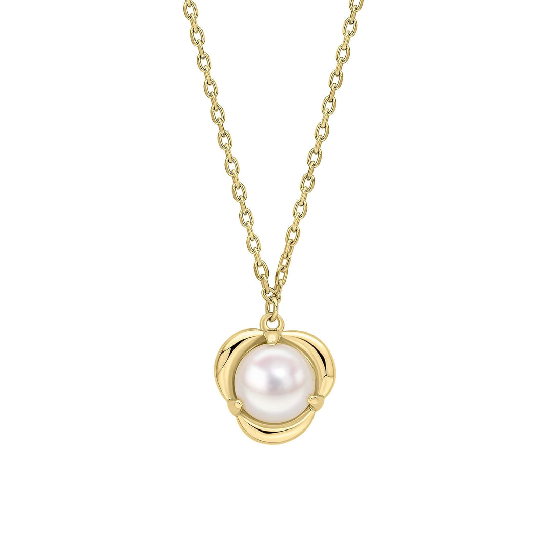 Elements Gold Petal Set Pearl Necklace