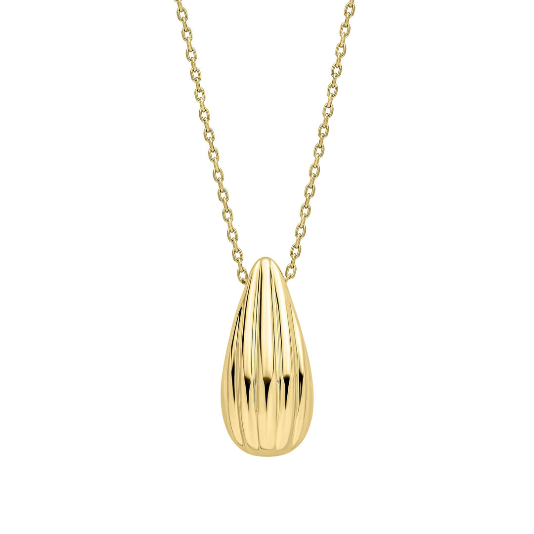 Elements Gold Ridged Teardrop Necklace