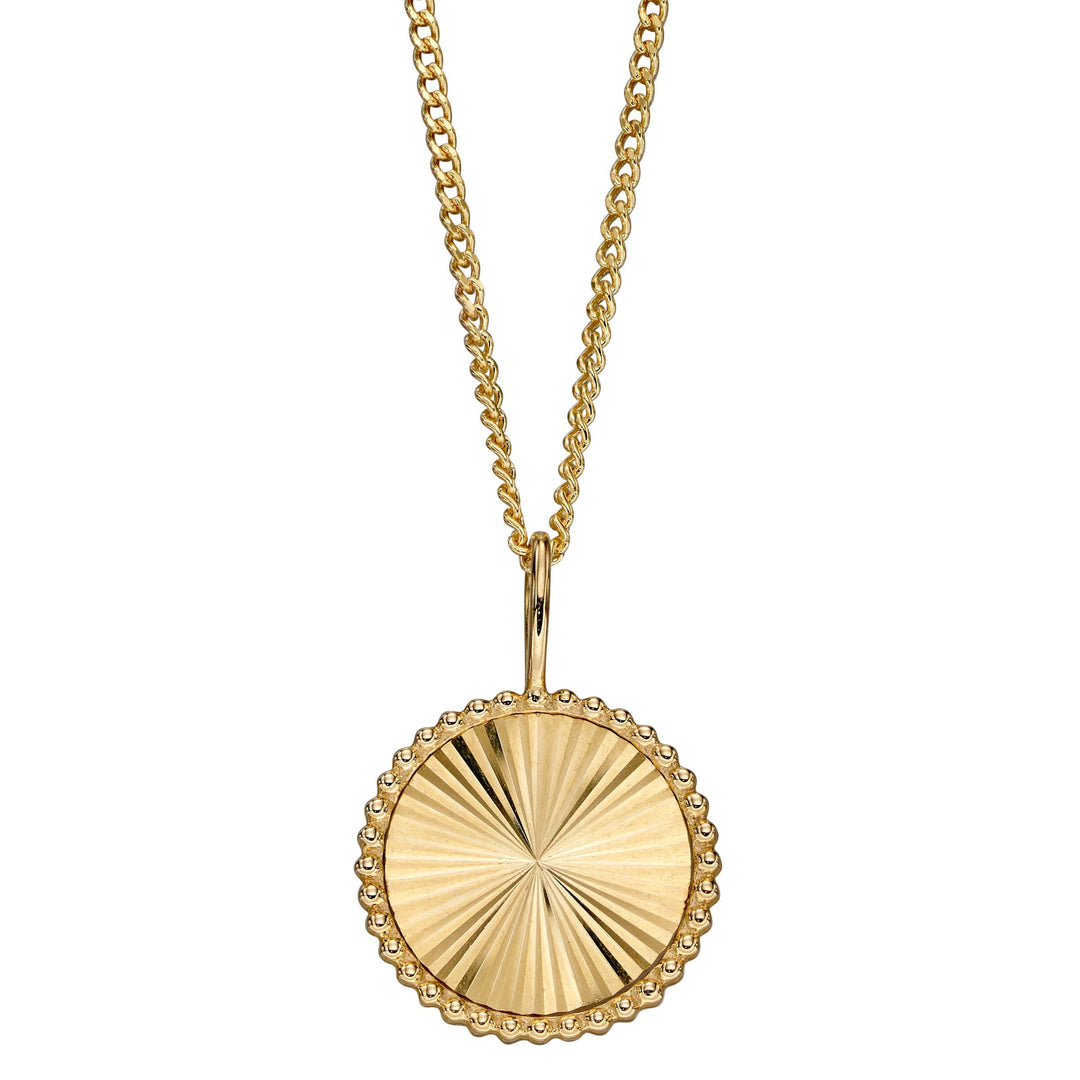 Elements Gold Granulation and Brushed Surface Disc Pendant