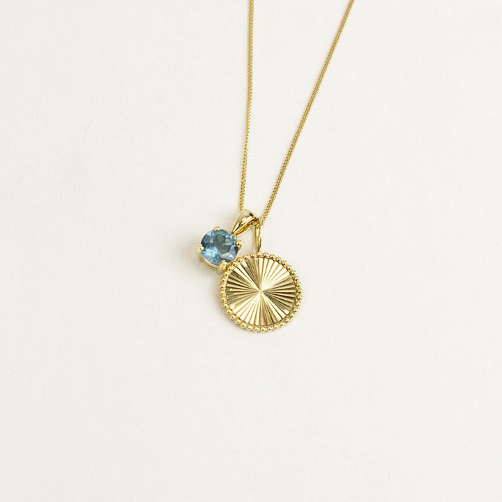 Elements Gold Granulation and Brushed Surface Disc Pendant