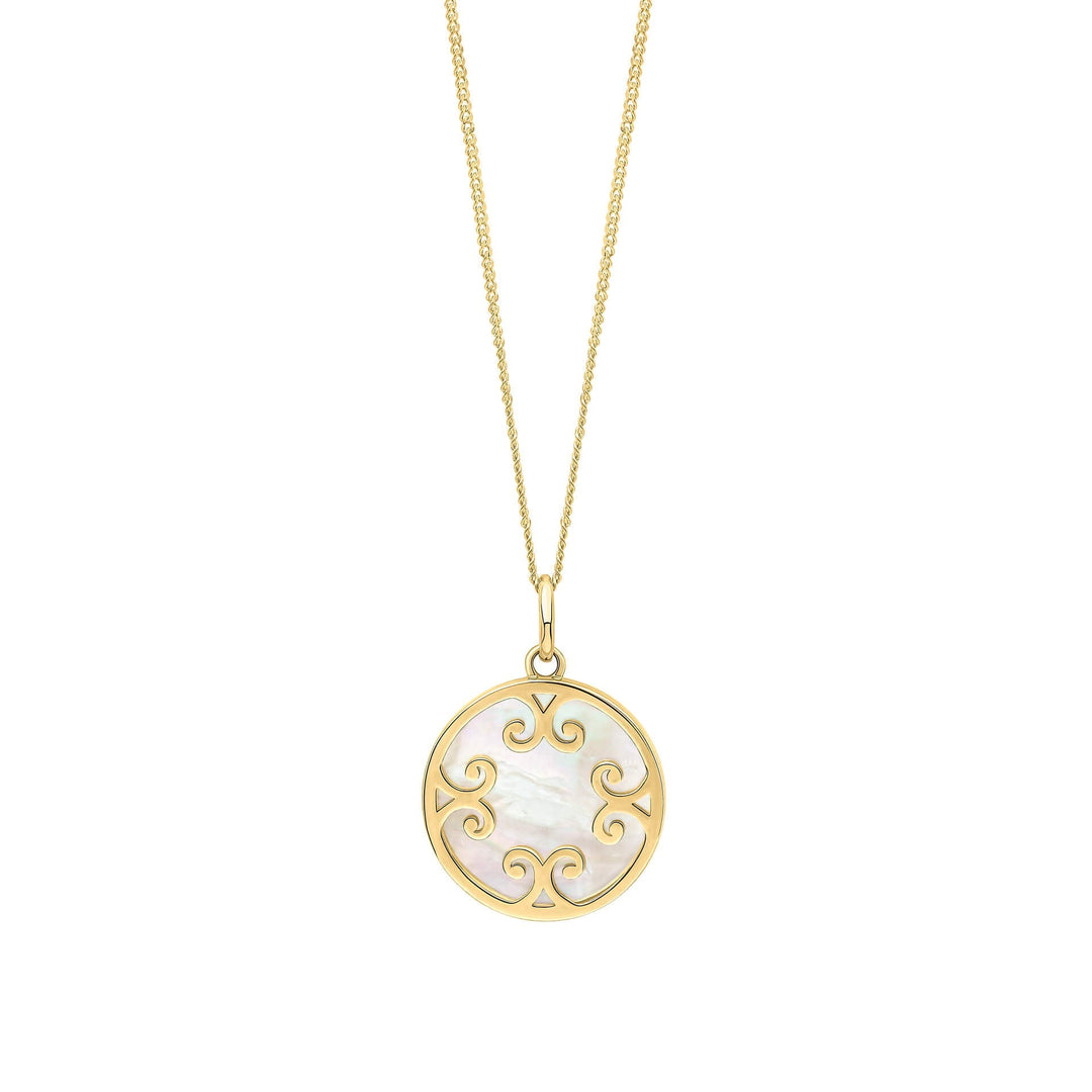 Elements Gold Mother Of Pearl Inlay Swirl Pendant