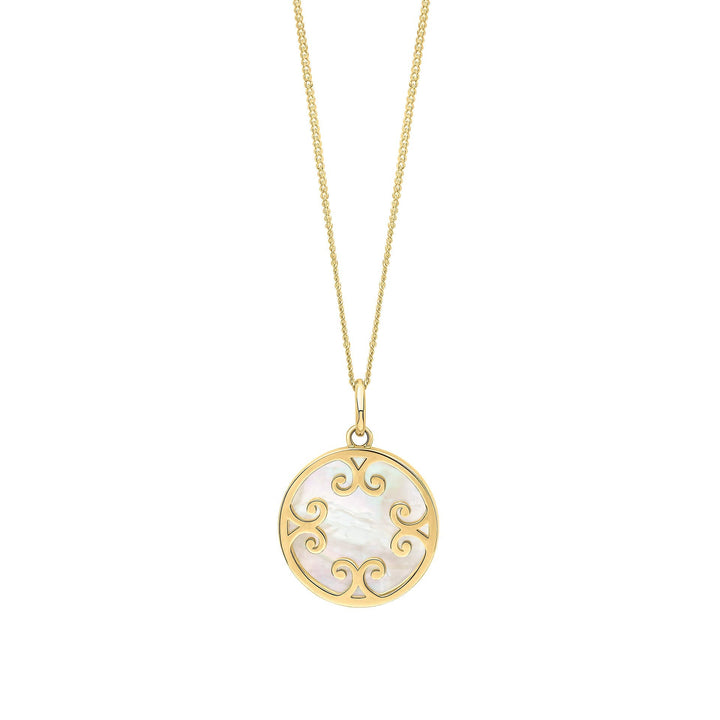 Elements Gold Mother Of Pearl Inlay Swirl Pendant