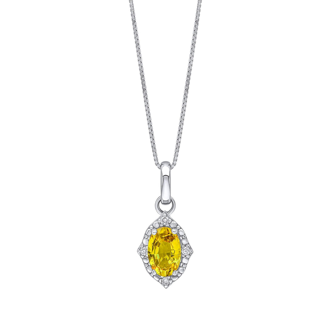Elements Gold Oval Sapphire and Diamond Pendant
