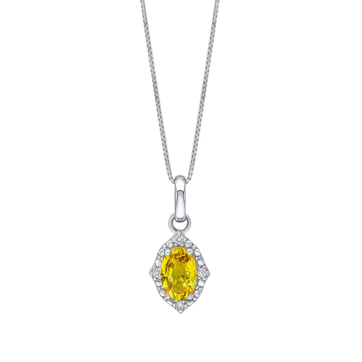 Elements Gold Oval Sapphire and Diamond Pendant