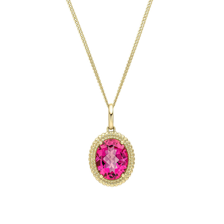Elements Gold Oval Cut Pink Topaz Pendant