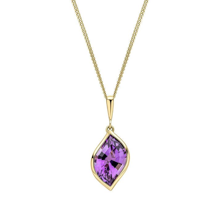 Elements Gold Flame Cut Amethyst Pendant