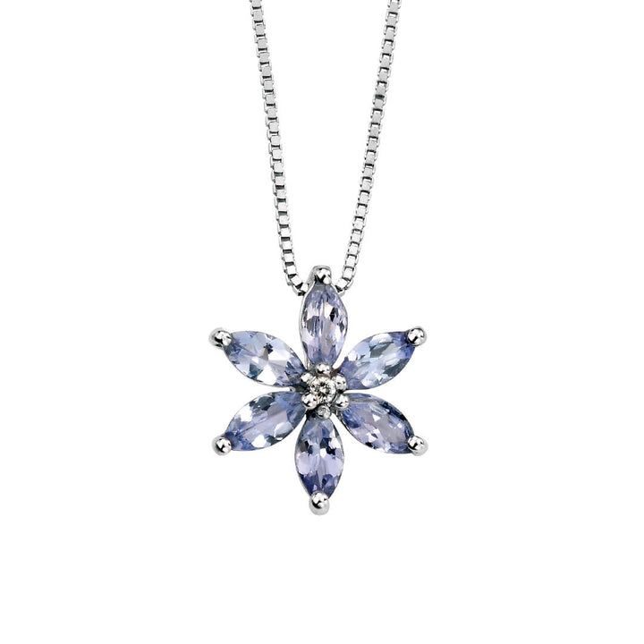 Elements Gold Tanzanite Flower Pendant with Diamond