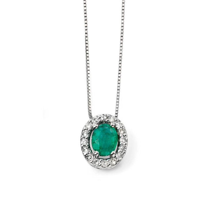 Elements Gold Precious Stone Pendant with Diamond Cluster Surround