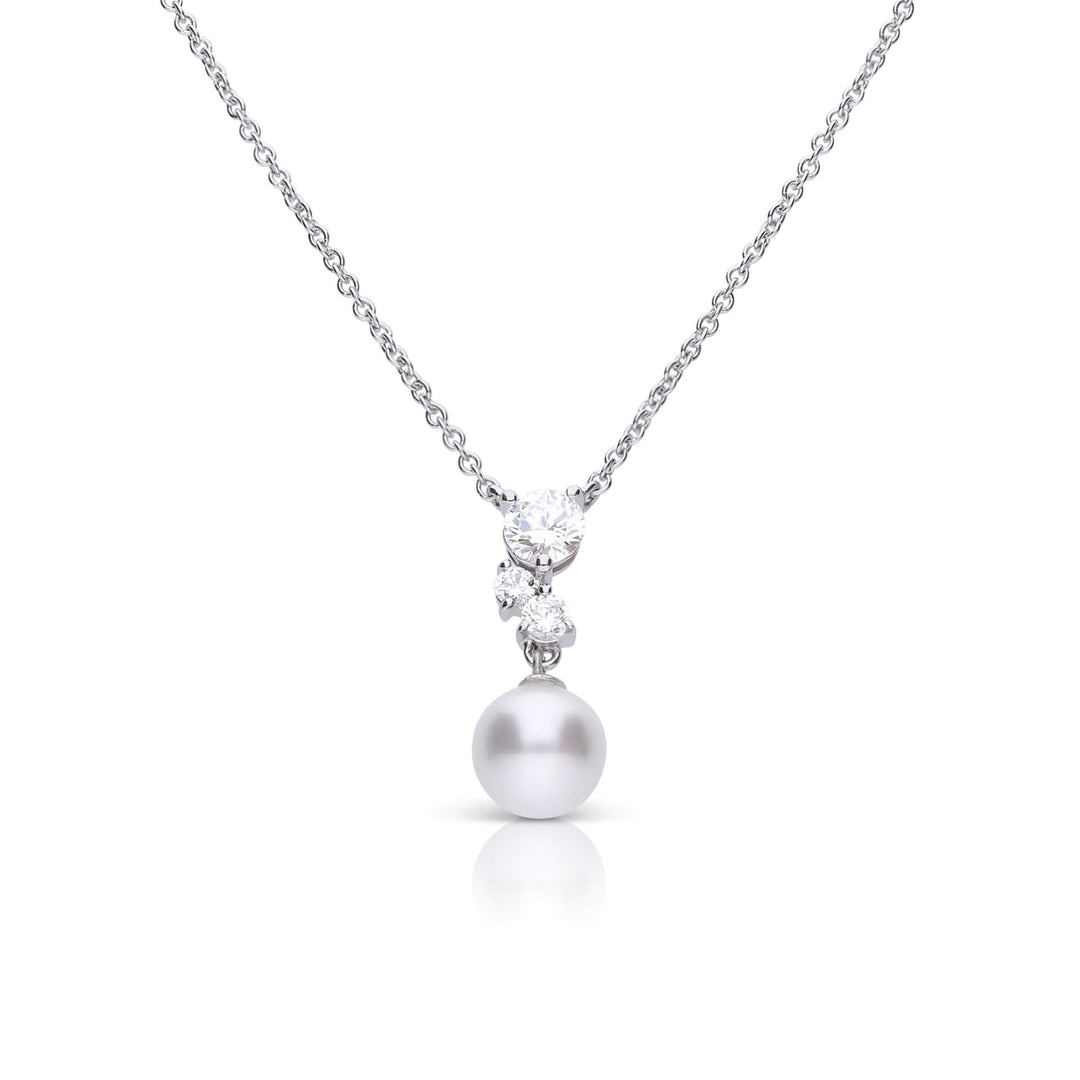 Diamonfire Simulated Pearl Drop Necklace with Zirconia Cluster
