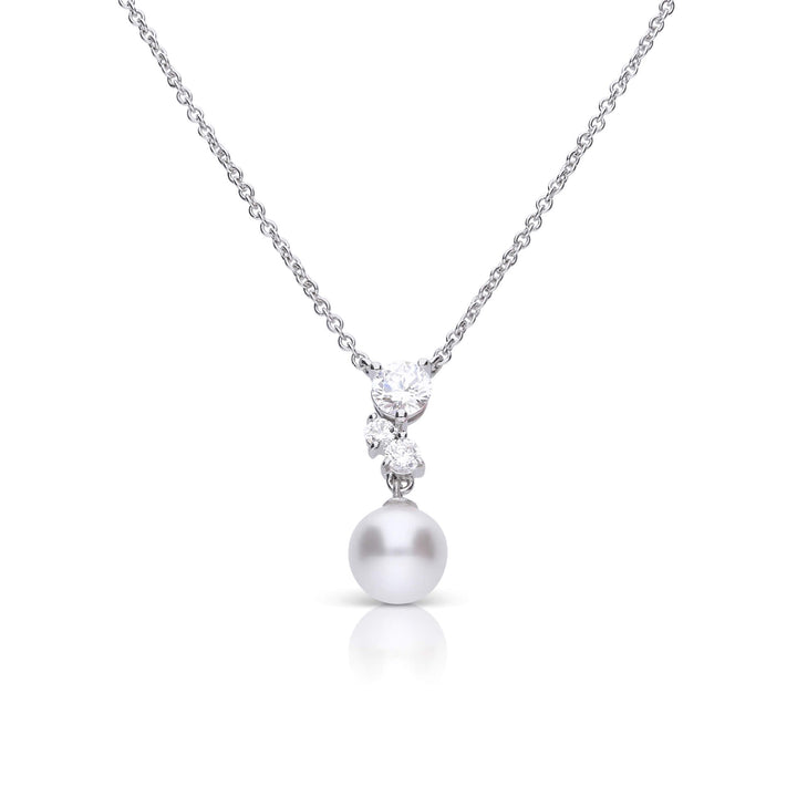 Diamonfire Simulated Pearl Drop Necklace with Zirconia Cluster