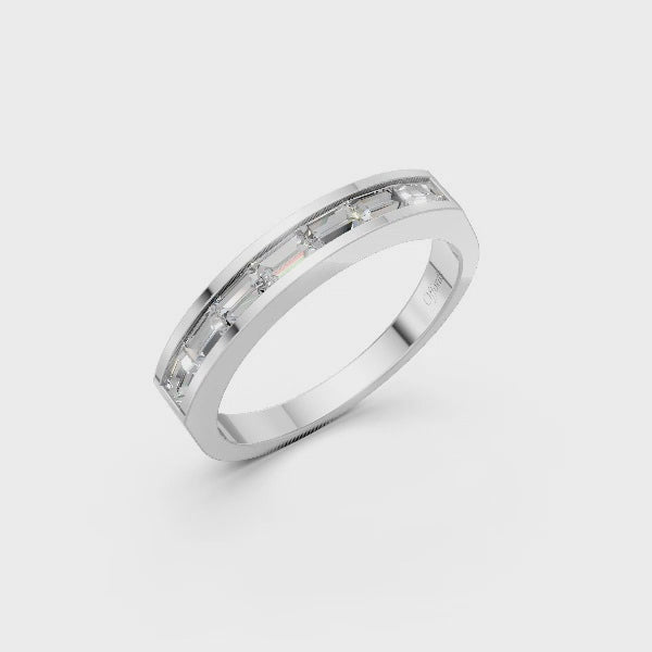 Platinum 7 stone baguette diamond channel set eternity ring
