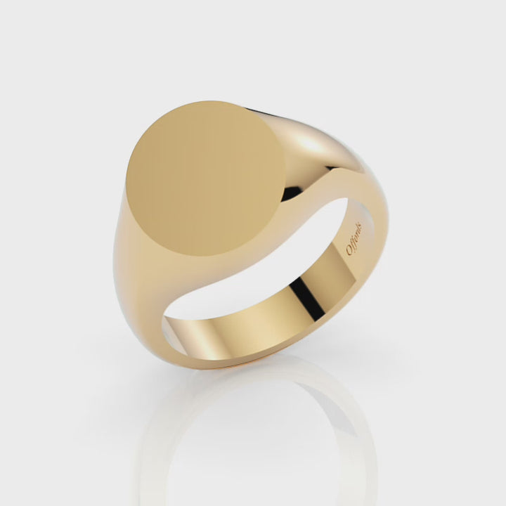 9ct yellow gold 14x12mm oval signet ring