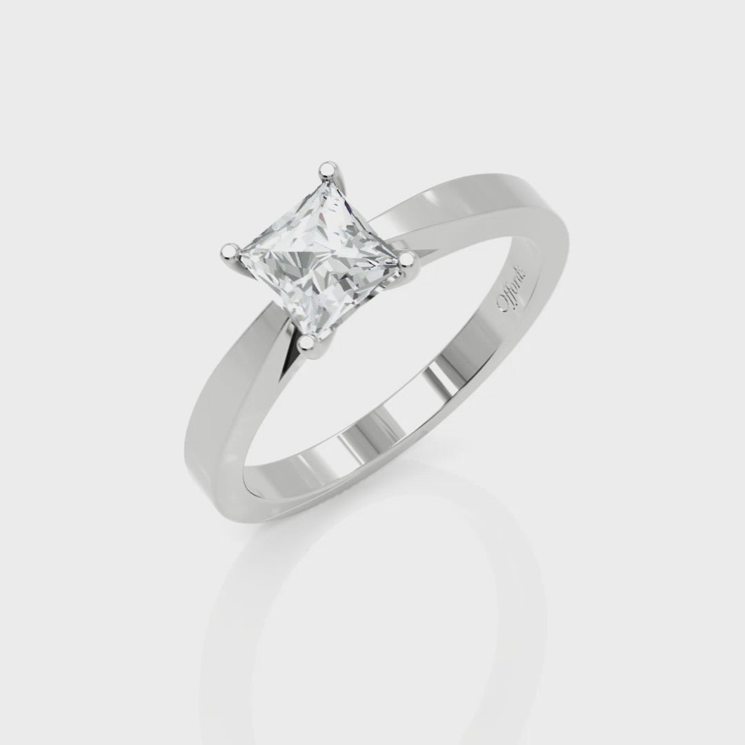 Platinum 0.71ct princess cut diamond solitaire ring.