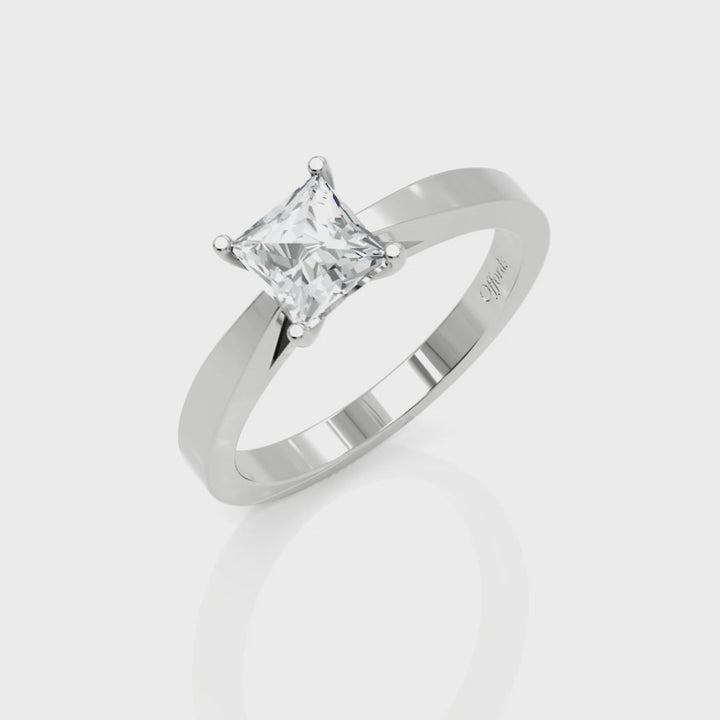 Platinum 0.71ct princess cut diamond solitaire ring.