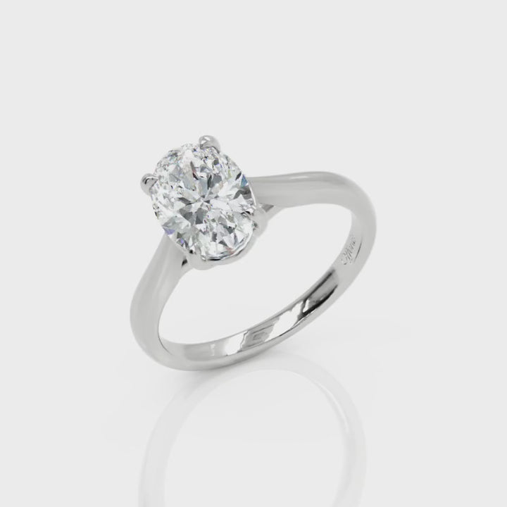 Platinum Laboratory Grown 1.51ct oval cut diamond solitaire ring