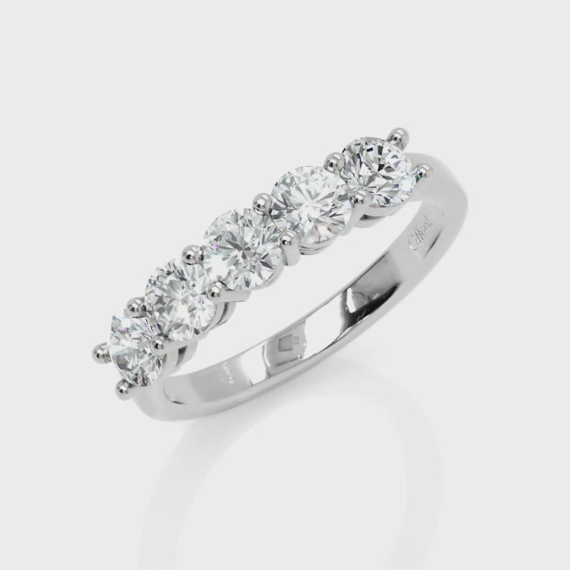 Platinum diamond five stone eternity ring
