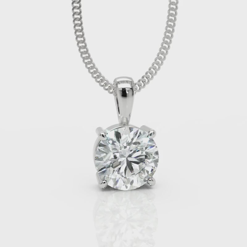 Platinum 1.50ct laboratory grown diamond 4 claw pendant on 18ct white gold chain