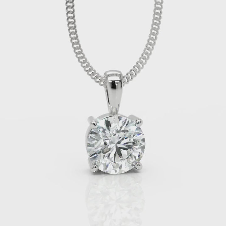 Platinum 1.50ct laboratory grown diamond 4 claw pendant on 18ct white gold chain