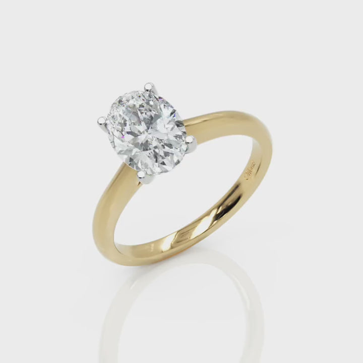 18ct yellow gold & platinum Laboratory Grown 1.51ct oval cut diamond solitaire ring