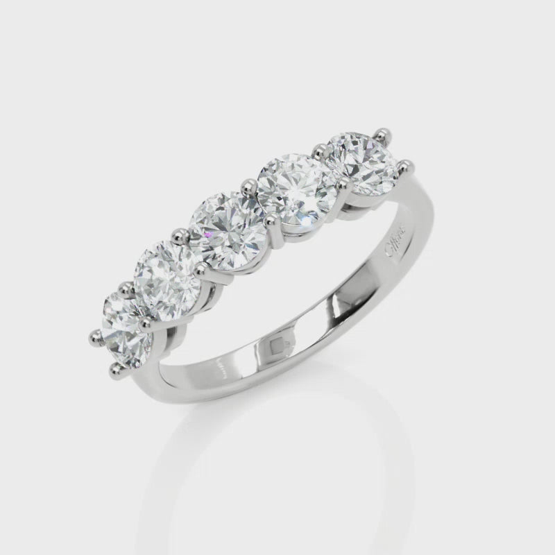 Platinum diamond five stone eternity ring