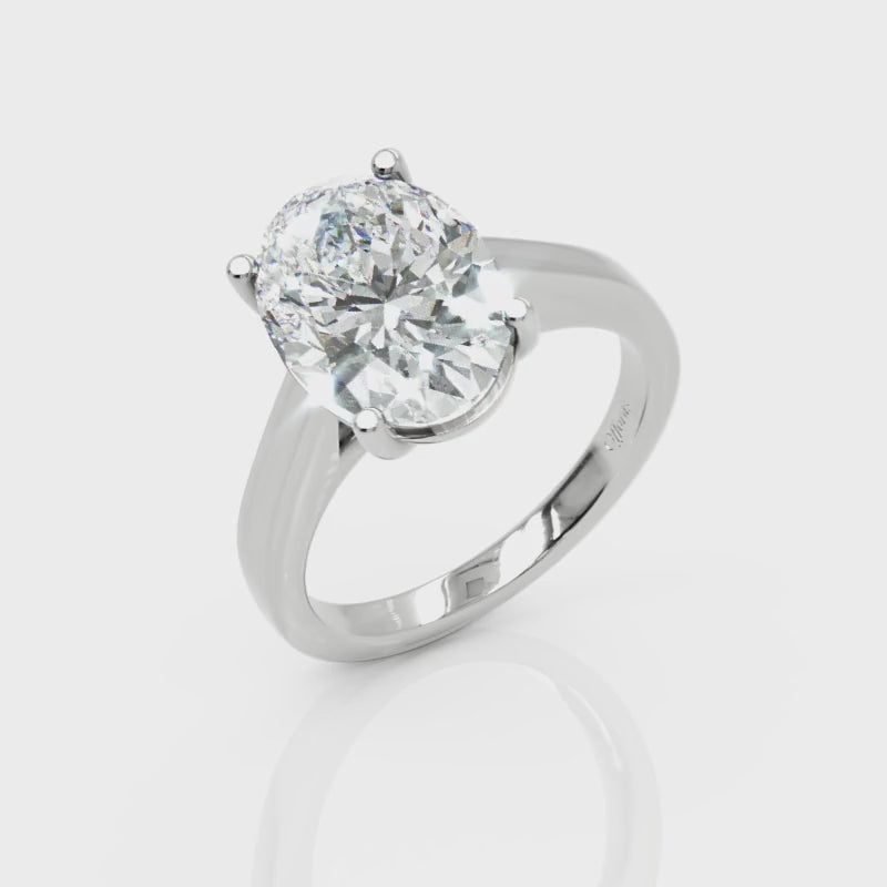Platinum Laboratory Grown 4.00ct oval cut diamond solitaire ring