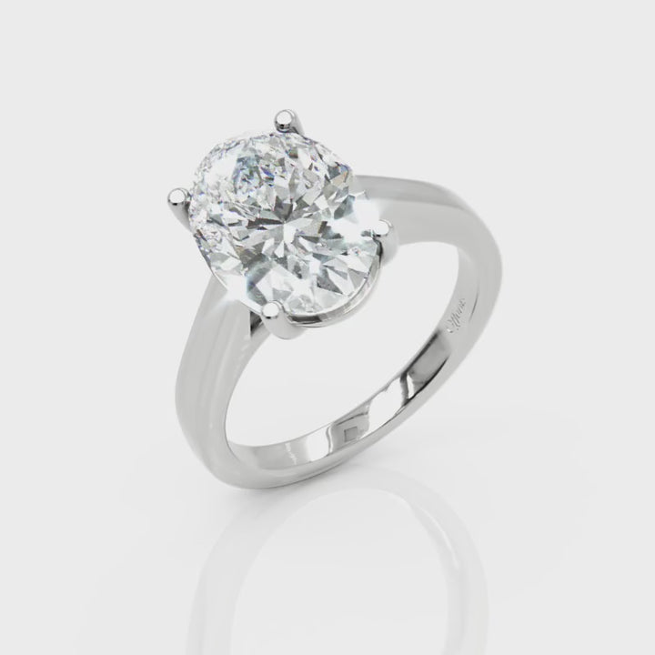 Platinum Laboratory Grown 4.00ct oval cut diamond solitaire ring