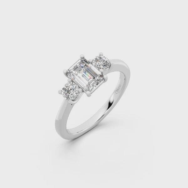 Platinum three stone diamond ring - 1.22ct total